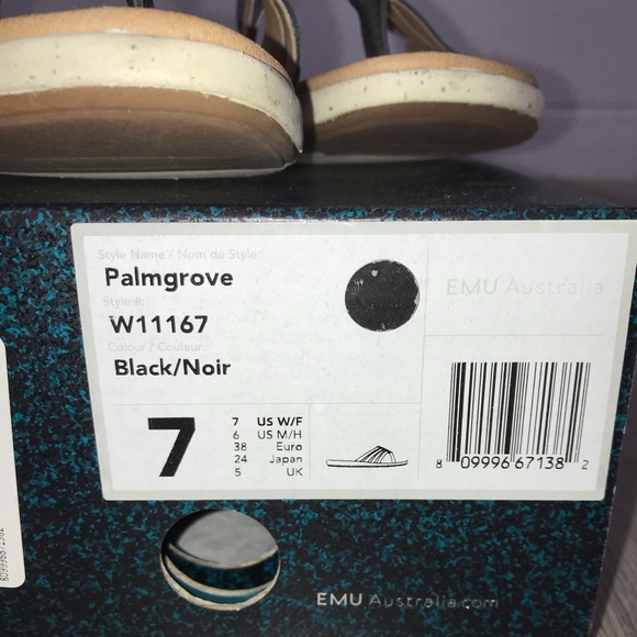 Emu Australia Palmgrove Flat Sandals Size 7 Black - Picture 5 of 11